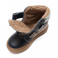 Ghete blana copii  - Ghete blana baieti din piele 460 blu G 26-30
