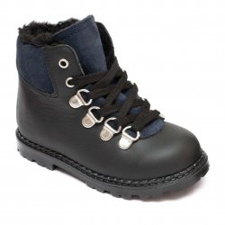 Ghete blana copii - Ghete blana copii din piele cu talonet hokide 365 negru blu 19-27