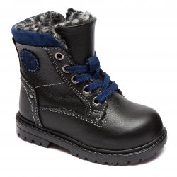 Ghete blana copii - Ghete copii blana cu talonet din piele hokide 413 negru blu 22-37
