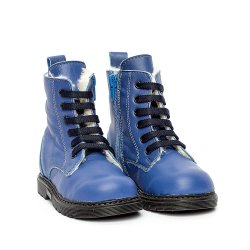 Ghete blana copii - Ghete copii cu blana Pj Shoes King albastru negru 20-26