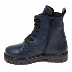 Ghete blana copii - Ghete copii cu blana din piele pj shoes King blu 27-36