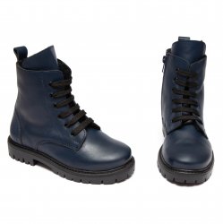 Ghete blana copii - Ghete copii cu blana din piele pj shoes King blu 27-36