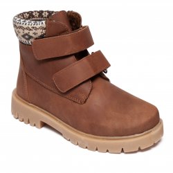Ghete blana copii - Ghete copii cu blana din piele pj shoes Luca maro 27-36