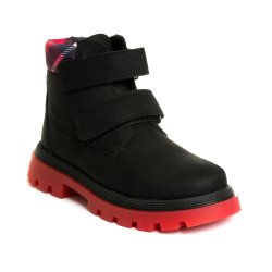 Ghete blana copii - Ghete copii cu blana din piele pj shoes Luca negru verde 27-36