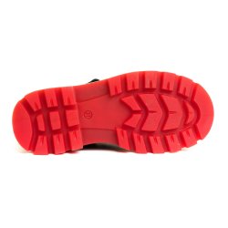 Ghete blana copii - Ghete copii cu blana din piele pj shoes Luca negru rosu 27-36
