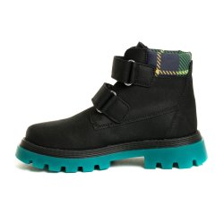 Ghete blana copii - Ghete copii cu blana din piele pj shoes Luca negru verde 27-36