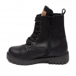 Ghete blana copii  - Ghete copii din piele cu blana pj shoes King negru box 27-36
