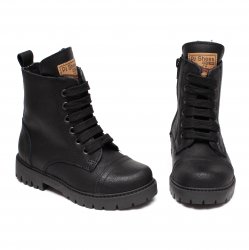 Ghete blana copii  - Ghete copii din piele cu blana pj shoes King negru box 27-36