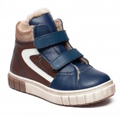 Ghete blana copii - Ghete copii din piele cu blana si talonet 755 blu maro TS 19-30