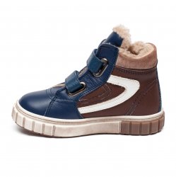 Ghete blana copii - Ghete copii din piele cu blana si talonet 755 blu maro TS 19-30