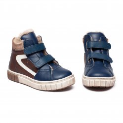 Ghete blana copii - Ghete copii din piele cu blana si talonet 755 blu maro TS 19-30
