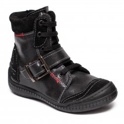 Ghete blana copii - Ghete copii din piele cu blanita pj shoes Roma negru 24-36