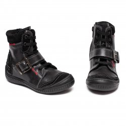 Ghete blana copii - Ghete copii din piele cu blanita pj shoes Roma negru 24-36
