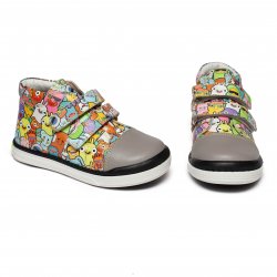 Ghete copii  - Ghete copii din piele cu talonet AV765 gri desene 18-30