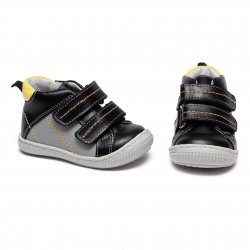 Ghete copii  - Ghete copii din piele cu talonet hokide 319 negru galben 18-25