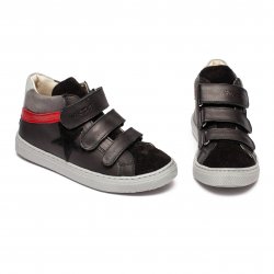 Ghete copii  - Ghete copii din piele hokide 481 negru gri 26-37
