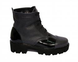 Ghete dama blana - Ghete dama blana 56300 negru cu lac 34-40