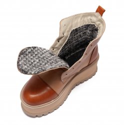 Ghete dama blana  - Ghete dama din piele cu talpa inalta vatuite Anca cafe mustar 34-41