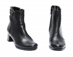 Cizme dama piele - Ghete dama din piele naturala cu blanita 219A negru lac 34-40