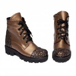 Ghete dama blana - Ghete dama piele cu blana 5630 bronz print 34-41