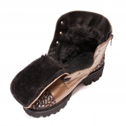 Ghete dama blana - Ghete dama piele cu blana 5630 bronz print 34-41