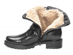 Ghete blana copii - Ghete din piele cu blana fete 6456 Naomi negru 32-39