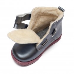 Ghete blana copii  - Ghete fete blana din piele si talonet AV733 silver roz 19-30