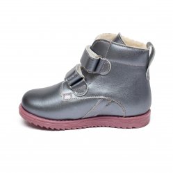 Ghete blana copii  - Ghete fete blana din piele si talonet AV733 silver roz 19-30