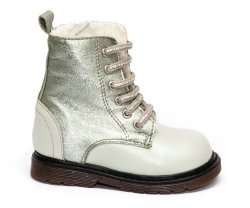Ghete blana copii - Ghete fete blanita pj shoes King vernil arg 20-26
