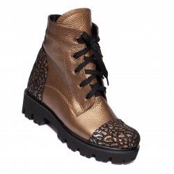 Ghete blana copii - Ghete fete cu blana 5630 bronz print 34-41