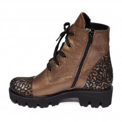 Ghete blana copii - Ghete fete cu blana 5630 bronz print 34-41