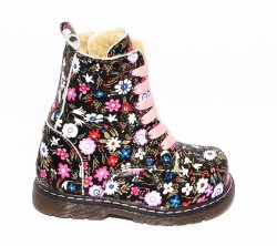 Ghete blana copii - Ghete fete cu blana pj shoes King print roz 20-26