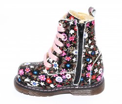 Ghete blana copii - Ghete fete cu blana pj shoes King print roz 20-26