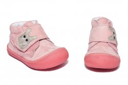 Ghete copii  - Ghete fete cu talpa flexibila pj shoes Teddy roz velur 18-25