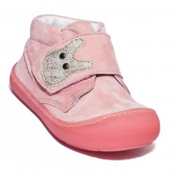 Ghete copii  - Ghete fete cu talpa flexibila pj shoes Teddy roz velur 18-25