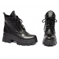 Ghete blana copii  - Ghete fete din piele cu blana 56302 negru box 34-41