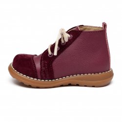 Ghete copii  - Ghete fete din piele cu talonet 1325 visiniu 18-25