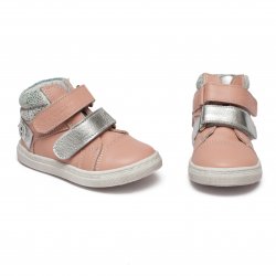 Ghete copii  - Ghete fete din piele cu talonet hokide 455 roz arg 18-25