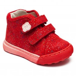 Ghete copii  - Ghete fete din piele cu talonet pj shoes Seby rosu lux 18-27