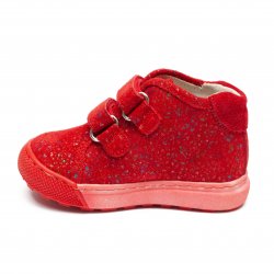 Ghete copii  - Ghete fete din piele cu talonet pj shoes Seby rosu lux 18-27