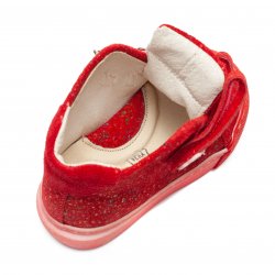 Ghete copii  - Ghete fete din piele cu talonet pj shoes Seby rosu lux 18-27