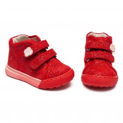 Ghete copii  - Ghete fete din piele cu talonet pj shoes Seby rosu lux 18-27