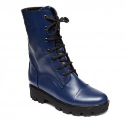 Ghete blana copii  - Ghete fete inalti din piele cu blanita 8792 blu 34-40