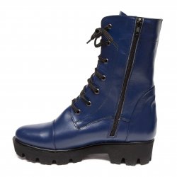 Ghete blana copii  - Ghete fete inalti din piele cu blanita 8792 blu 34-40