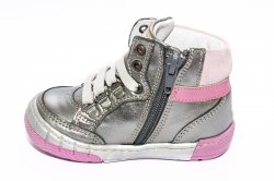 Ghete copii  - Ghete fete piele pj shoes Kid roz gri 20-26