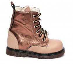 Ghete blana copii - Ghete fetite blana pj shoes King cafe bronz 20-26