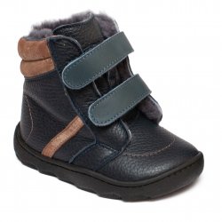 Ghete blana copii  - Ghetute baieti cu blana naturala din piele si talonet 857 blu cafe 19-26