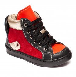 Ghete copii  - Ghetute fete cu talonet din piele AV377 rosu negru 19-30