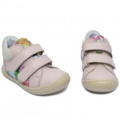 Ghete copii  - Ghetute fete flexibile cu talonet hokide 442 roz flori 18-25