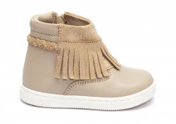 Ghete copii  - Ghetute fetite din piele cu franjuri hokide 410 bej 18-24